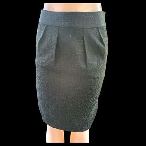 Banana Republic Women’s Pencil Skirt Sz 2 Black on Black Texture‎ Pleated